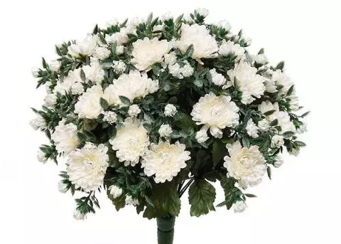 Kunstblume Chrysanthemenbusch weiß mit Einsteckstab
