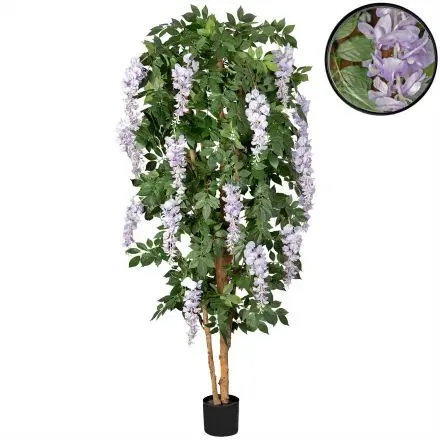 Kunstpflanze Goldregen 180cm Lavendel - Hochwertige Drillingsblume zur Raumbegrünung