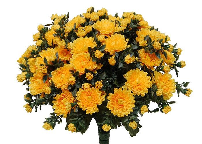 Kunstblume Chrysanthemenbusch sonnengelb mit Einsteckstab
