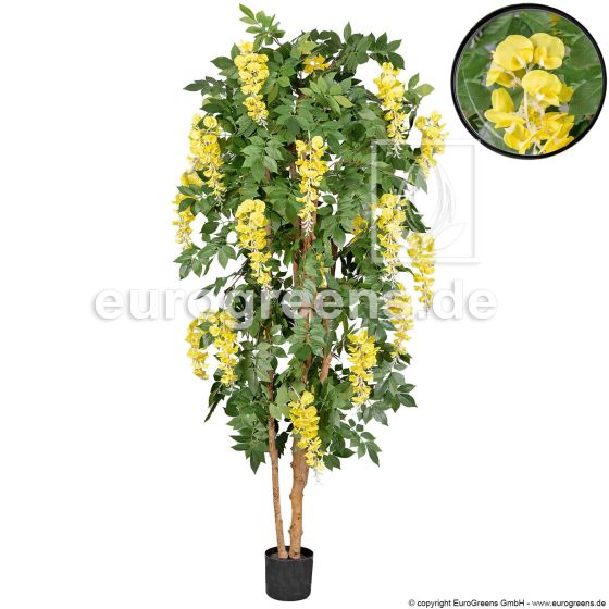 künstlicher Goldregen Deluxe 180cm gelb Blühender Kunstbaum mit Detail