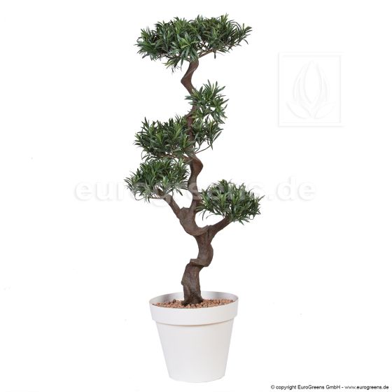 künstlicher Podocarpus Bonsai 130cm Übertopf
