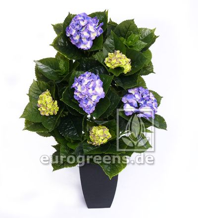 Kunstpflanze Hortensie Deluxe blau/grün blühend ca. 80cm
